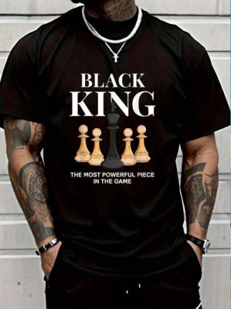100% Cotton Black King The Most Powerful Piece In The Game Chess T-Shirt