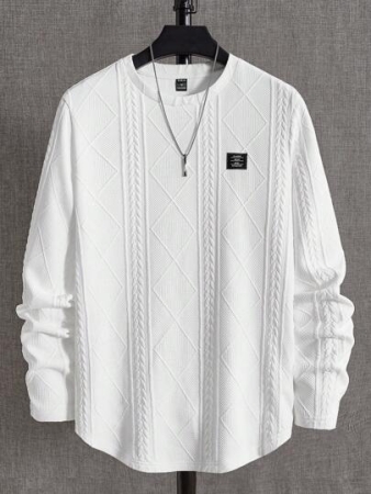 NEON BLANC Men Letter Patched Detail Tee, Summer, For Fall