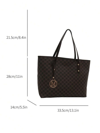 A New Fall And Winter Fashion Letter Print, Large Capacity Tote Bag. Zipper Opening, Lightweight Minimalist, Hardware Pendant Shoulder Bag. Suitable For Women's Daily Life Casual, Commuting, Work And Student Use, Tote Bags For School,College Essentials, New Fashionable Big Bags For Women - Image 7