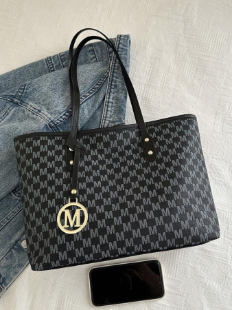 A New Fall And Winter Fashion Letter Print, Large Capacity Tote Bag. Zipper Opening, Lightweight Minimalist, Hardware Pendant Shoulder Bag. Suitable For Women's Daily Life Casual, Commuting, Work And Student Use, Tote Bags For School,College Essentials, New Fashionable Big Bags For Women - Image 10