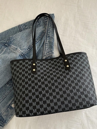 A New Fall And Winter Fashion Letter Print, Large Capacity Tote Bag. Zipper Opening, Lightweight Minimalist, Hardware Pendant Shoulder Bag. Suitable For Women's Daily Life Casual, Commuting, Work And Student Use, Tote Bags For School,College Essentials, New Fashionable Big Bags For Women - Image 11