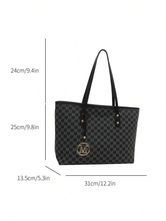 A New Fall And Winter Fashion Letter Print, Large Capacity Tote Bag. Zipper Opening, Lightweight Minimalist, Hardware Pendant Shoulder Bag. Suitable For Women's Daily Life Casual, Commuting, Work And Student Use, Tote Bags For School,College Essentials, New Fashionable Big Bags For Women - Image 13