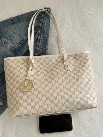 A New Fall And Winter Fashion Letter Print, Large Capacity Tote Bag. Zipper Opening, Lightweight Minimalist, Hardware Pendant Shoulder Bag. Suitable For Women's Daily Life Casual, Commuting, Work And Student Use, Tote Bags For School,College Essentials, New Fashionable Big Bags For Women - Image 16