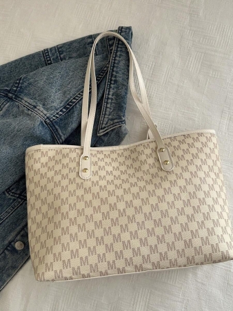 A New Fall And Winter Fashion Letter Print, Large Capacity Tote Bag. Zipper Opening, Lightweight Minimalist, Hardware Pendant Shoulder Bag. Suitable For Women's Daily Life Casual, Commuting, Work And Student Use, Tote Bags For School,College Essentials, New Fashionable Big Bags For Women - Image 17