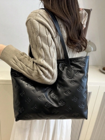 A New Fall And Winter Fashion Letter Print, Large Capacity Tote Bag. Zipper Opening, Lightweight Minimalist, Hardware Pendant Shoulder Bag. Suitable For Women's Daily Life Casual, Commuting, Work And Student Use, Tote Bags For School,College Essentials, New Fashionable Big Bags For Women - Image 27