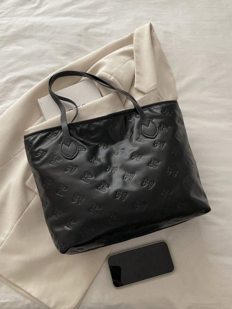 A New Fall And Winter Fashion Letter Print, Large Capacity Tote Bag. Zipper Opening, Lightweight Minimalist, Hardware Pendant Shoulder Bag. Suitable For Women's Daily Life Casual, Commuting, Work And Student Use, Tote Bags For School,College Essentials, New Fashionable Big Bags For Women - Image 28