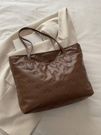 A New Fall And Winter Fashion Letter Print, Large Capacity Tote Bag. Zipper Opening, Lightweight Minimalist, Hardware Pendant Shoulder Bag. Suitable For Women's Daily Life Casual, Commuting, Work And Student Use, Tote Bags For School,College Essentials, New Fashionable Big Bags For Women - Image 34