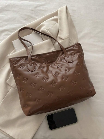 A New Fall And Winter Fashion Letter Print, Large Capacity Tote Bag. Zipper Opening, Lightweight Minimalist, Hardware Pendant Shoulder Bag. Suitable For Women's Daily Life Casual, Commuting, Work And Student Use, Tote Bags For School,College Essentials, New Fashionable Big Bags For Women - Image 35