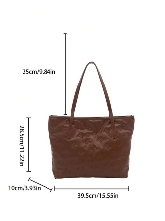 A New Fall And Winter Fashion Letter Print, Large Capacity Tote Bag. Zipper Opening, Lightweight Minimalist, Hardware Pendant Shoulder Bag. Suitable For Women's Daily Life Casual, Commuting, Work And Student Use, Tote Bags For School,College Essentials, New Fashionable Big Bags For Women - Image 37