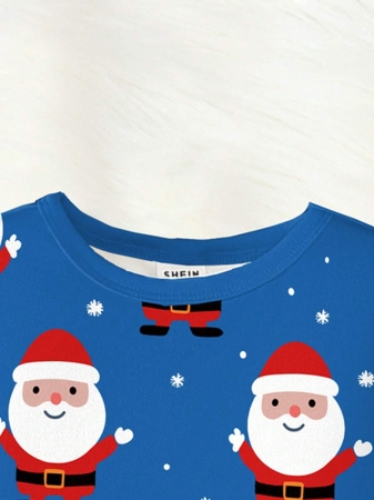 Young Boy Christmas Glow-In-The-Dark Snowman & Snowflake Print Knit Elastic Soft Long Sleeve Top And Pants 2 Pieces Pajama Set Snug Fit Kids Christmas Pajama - Image 4