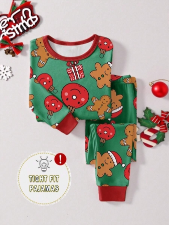 Young Boy Christmas Glow-In-The-Dark Snowman & Snowflake Print Knit Elastic Soft Long Sleeve Top And Pants 2 Pieces Pajama Set Snug Fit Kids Christmas Pajama - Image 9