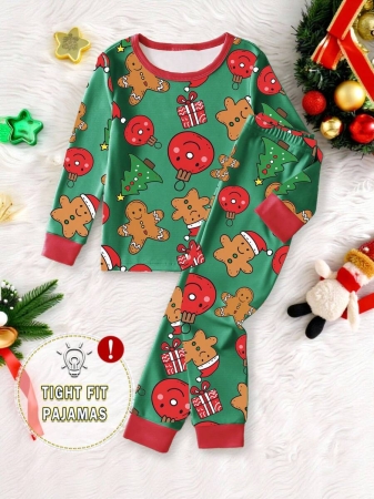 Young Boy Christmas Glow-In-The-Dark Snowman & Snowflake Print Knit Elastic Soft Long Sleeve Top And Pants 2 Pieces Pajama Set Snug Fit Kids Christmas Pajama - Image 11