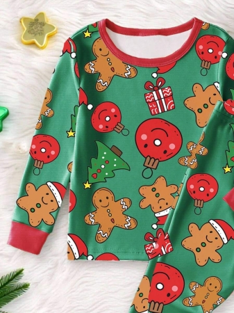 Young Boy Christmas Glow-In-The-Dark Snowman & Snowflake Print Knit Elastic Soft Long Sleeve Top And Pants 2 Pieces Pajama Set Snug Fit Kids Christmas Pajama - Image 12