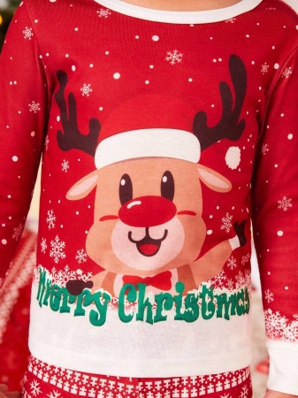 Young Boy Christmas Glow-In-The-Dark Snowman & Snowflake Print Knit Elastic Soft Long Sleeve Top And Pants 2 Pieces Pajama Set Snug Fit Kids Christmas Pajama - Image 24