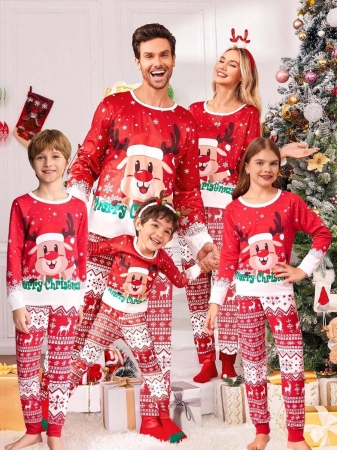 Young Boy Christmas Glow-In-The-Dark Snowman & Snowflake Print Knit Elastic Soft Long Sleeve Top And Pants 2 Pieces Pajama Set Snug Fit Kids Christmas Pajama - Image 27