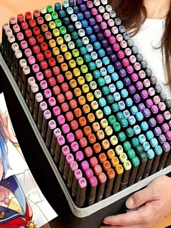 Dual Brush Tip Permanent Art Markers Quick Drying And Fade Resistant Alcohol Markers Marker For Wood, Plastic, Paper, Metal, And More, Drawing, Coloring 60/36/24/12 Colors Alcohol Based Markers - Image 2