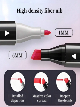 Dual Brush Tip Permanent Art Markers Quick Drying And Fade Resistant Alcohol Markers Marker For Wood, Plastic, Paper, Metal, And More, Drawing, Coloring 60/36/24/12 Colors Alcohol Based Markers - Image 5