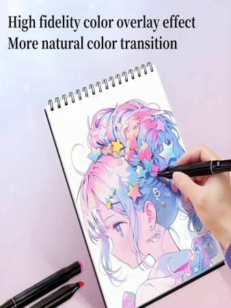 Dual Brush Tip Permanent Art Markers Quick Drying And Fade Resistant Alcohol Markers Marker For Wood, Plastic, Paper, Metal, And More, Drawing, Coloring 60/36/24/12 Colors Alcohol Based Markers - Image 14