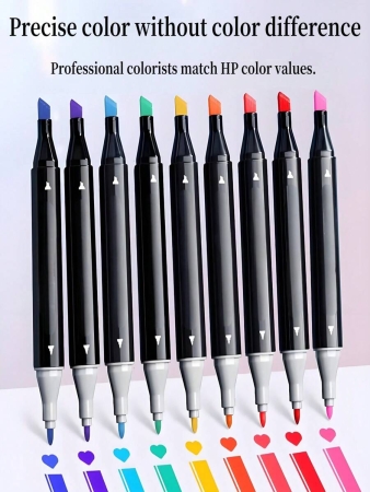 Dual Brush Tip Permanent Art Markers Quick Drying And Fade Resistant Alcohol Markers Marker For Wood, Plastic, Paper, Metal, And More, Drawing, Coloring 60/36/24/12 Colors Alcohol Based Markers - Image 19