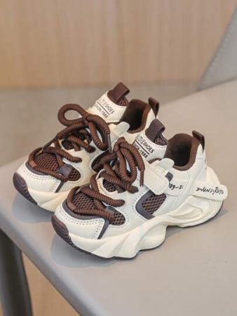 Kids Breathable Mesh Sneakers, Spring Autumn New Style Boys Casual Shoes Girls Running Shoes, Fashionable Chunky Trainers