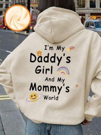 1pc Girls' Casual Printed Pullover Hoodie Sweatshirt, Warm Thermal Lined, Long Sleeve, Autumn/Winter - Fun And Colorful Hoodie To Inspire Imagination In Young Minds