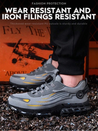 Light Steel Toe Safety Shoes Men's Work Sneaker Rotated Button Easy Wear Work Safety Boots Breathable Sport Work Shoes Men Boots - Image 12
