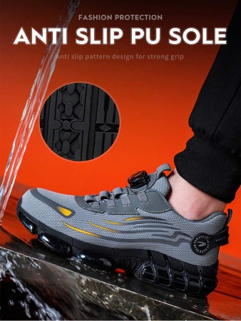 Light Steel Toe Safety Shoes Men's Work Sneaker Rotated Button Easy Wear Work Safety Boots Breathable Sport Work Shoes Men Boots - Image 13