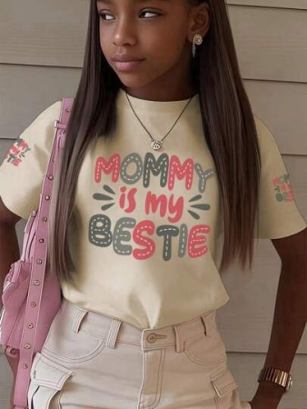 1pc Girls Casual Sunglasses Print Round Neck Short Sleeve T-Shirt, Youth Fashion Graphic Tee Inspiring Imagination & Self-Expression, Summer