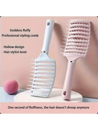 1 Piece Of Colorful Pork Rib Comb, High Top Fluffy Hair Styling Comb, Long Hair Curly Hair Massage Curved Comb, Fluffy Hair Styling Comb - Large Curved Pork Rib Design Suitable For All Hair Types, Scalp Massage And Straight Hair Comb