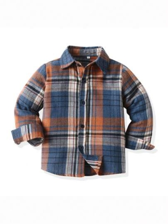Young Boy Casual College Style Patterned Print Long Sleeve Loose Shirt, Autumn