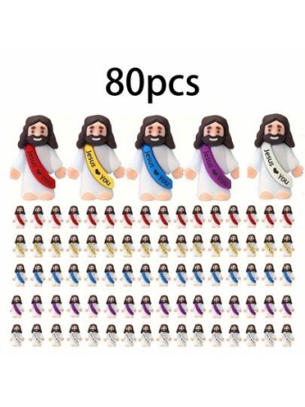 80pcs, Jesus Loves You Little Figurine Ornament, Suitable For Egg Filling And Sunday School Party Gifts, Hide And Seek Sunday School Religious Party Gifts