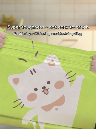 50 Extra-Thick Garbage Bags Cute Green Cat-Shaped Garbage Bags Portable Household Garbage Bags With Mugwort Fragrance Large Kitchen Garbage Bags For Food Waste Economical And Practical Cleaning Bags - Image 5