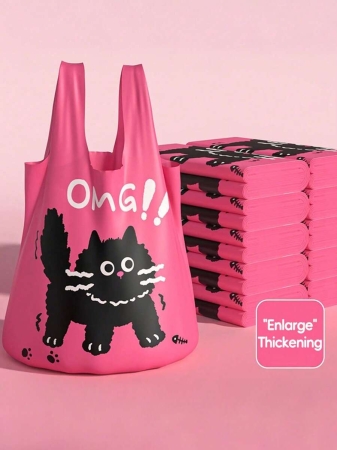 50 Extra-Thick Garbage Bags Cute Green Cat-Shaped Garbage Bags Portable Household Garbage Bags With Mugwort Fragrance Large Kitchen Garbage Bags For Food Waste Economical And Practical Cleaning Bags - Image 12