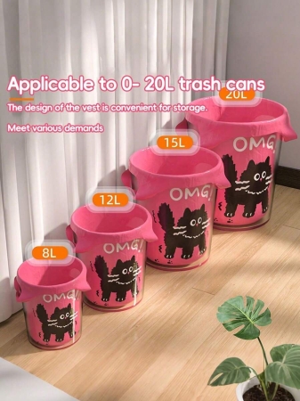 50 Extra-Thick Garbage Bags Cute Green Cat-Shaped Garbage Bags Portable Household Garbage Bags With Mugwort Fragrance Large Kitchen Garbage Bags For Food Waste Economical And Practical Cleaning Bags - Image 17