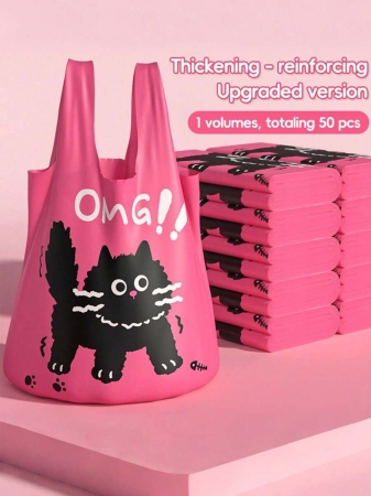 50 Extra-Thick Garbage Bags Cute Green Cat-Shaped Garbage Bags Portable Household Garbage Bags With Mugwort Fragrance Large Kitchen Garbage Bags For Food Waste Economical And Practical Cleaning Bags - Image 21