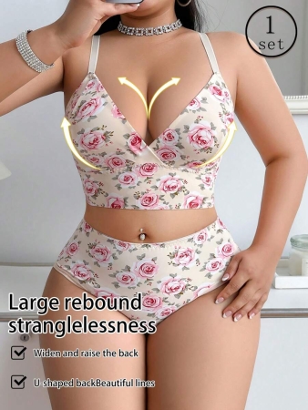 Plus Size Casual Printed Lingerie Set - Image 3