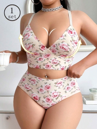 Plus Size Casual Printed Lingerie Set - Image 5