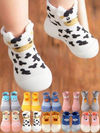 Baby Boy Girl Non-Skid Indoor Infant Walking Shoes Breathable Warm Elastic Sock Shoes Sole Protect Toes Outdoor Sneakers