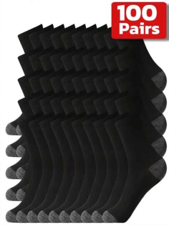 [Sports & Athleisure Essential] 100/90/50/30/15/3/2/1pcs Men's Mid-Calf Sports Socks, Breathable Moisture-Wicking, High Elasticity, Stripe Color Block Design, Multiple Colors Available, Limited Time Offer, Fall