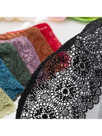 12 Or 6 Pack Women's Elastic Lace Briefs, Low-RiseElegant Contrast Lace Trim, Breathable And Comfortable.Colors Include Black, Pink, Red, Etc., Comfortable, FemininePanties, Silky Fabric, Soft To The Touch, Great Value Formoney. For Special Occasions Suitable For Office Workers.Gifts Suitable For Halloween And Christmas In Autumn And Winter. - Image 6