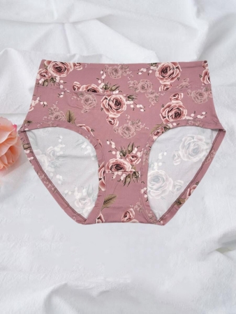 6pcs/Pack Rose Print Soft Milk Silk Plus Size Women Underwear - Image 5