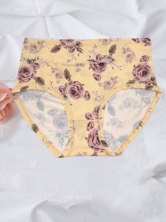 6pcs/Pack Rose Print Soft Milk Silk Plus Size Women Underwear - Image 8