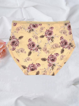 6pcs/Pack Rose Print Soft Milk Silk Plus Size Women Underwear - Image 10