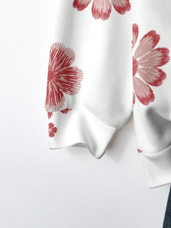 EMERY ROSE Plus Size Women Casual Maple Leaf Print Sweatshirt, Autumn/ Winter Fall Tops Earthy Clothes Women - Image 10