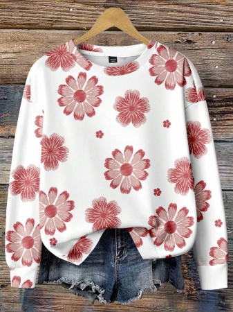 EMERY ROSE Plus Size Women Casual Maple Leaf Print Sweatshirt, Autumn/ Winter Fall Tops Earthy Clothes Women - Image 11