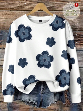 EMERY ROSE Plus Size Women Casual Maple Leaf Print Sweatshirt, Autumn/ Winter Fall Tops Earthy Clothes Women - Image 13