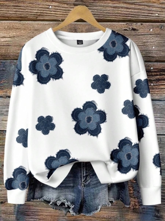 EMERY ROSE Plus Size Women Casual Maple Leaf Print Sweatshirt, Autumn/ Winter Fall Tops Earthy Clothes Women - Image 16