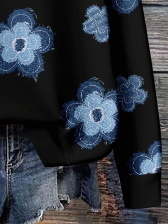 EMERY ROSE Plus Size Women Casual Maple Leaf Print Sweatshirt, Autumn/ Winter Fall Tops Earthy Clothes Women - Image 26