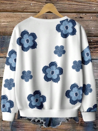 EMERY ROSE Plus Size Women Casual Maple Leaf Print Sweatshirt, Autumn/ Winter Fall Tops Earthy Clothes Women - Image 29