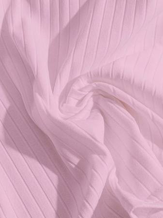 SHEIN EMERY ROSE CURVE Plus Size Women's Solid Color Twist Knot Short Sleeve Ribbed Casual Versatile T-Shirt - Image 10